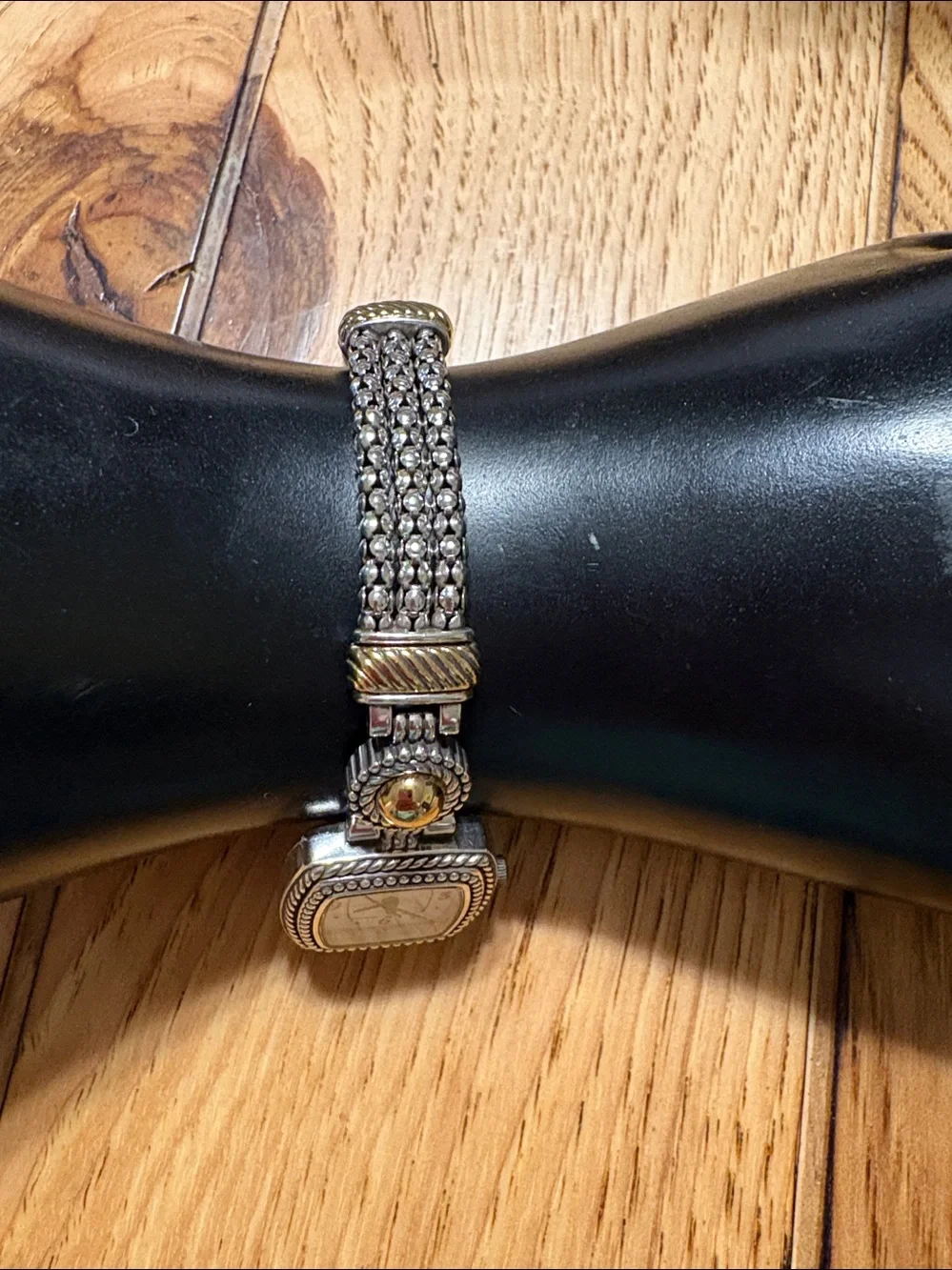 Brighton Vintage Two-Tone Beaded Square Dial Bracelet Watch - Silver & Gold